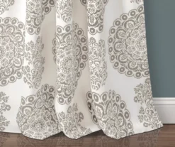 Evelyn Medallion Gray & White Room-Darkening Rod Pocket Curtain Panel Pair, (84") -Cuisinart Store 810468440 2