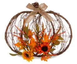 Autumn Floral Rattan Pumpkin Wall Decor -Cuisinart Store 810473031 2