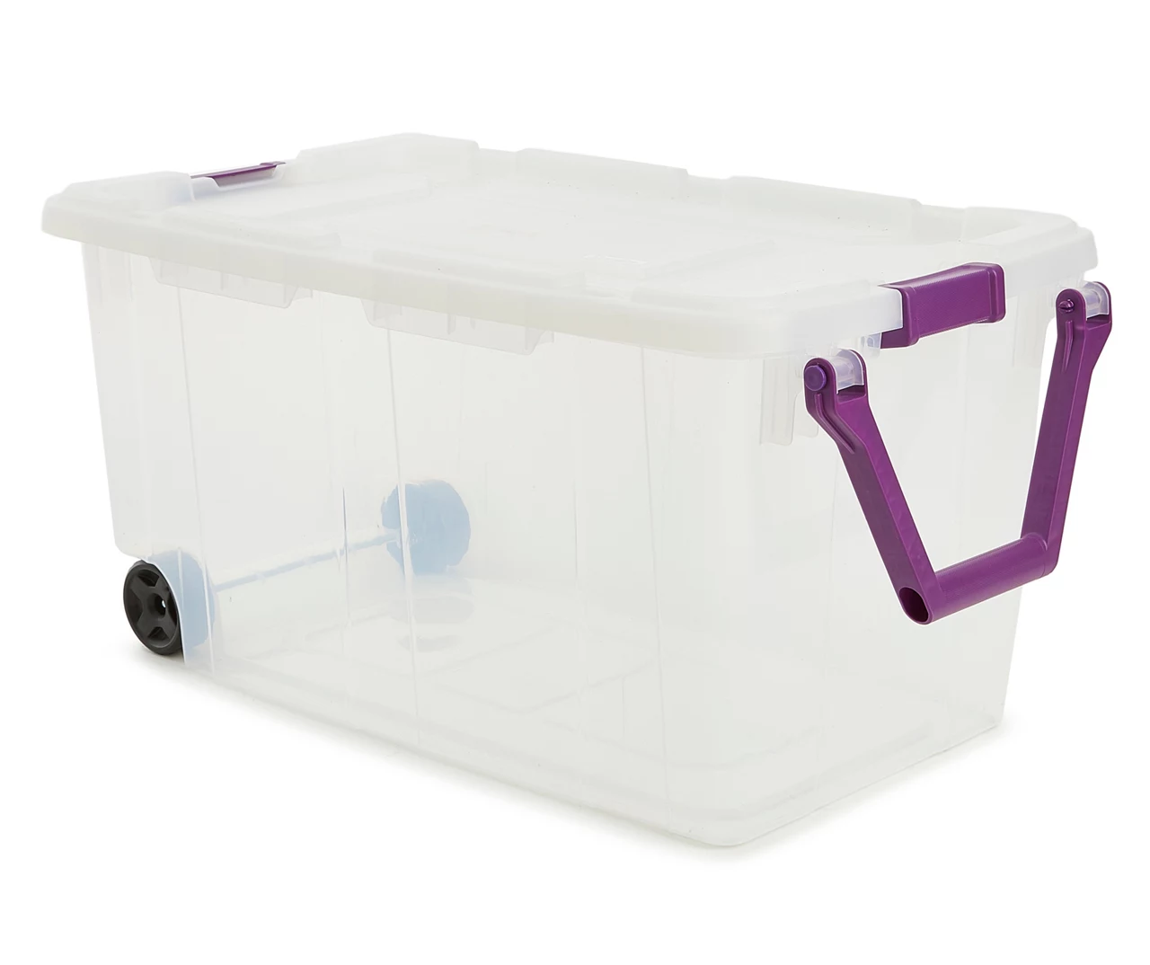 160-Quart Clear Wheeled Latch Storage Tote With Handle 1 160-Quart Clear Wheeled Latch Storage Tote With Handle