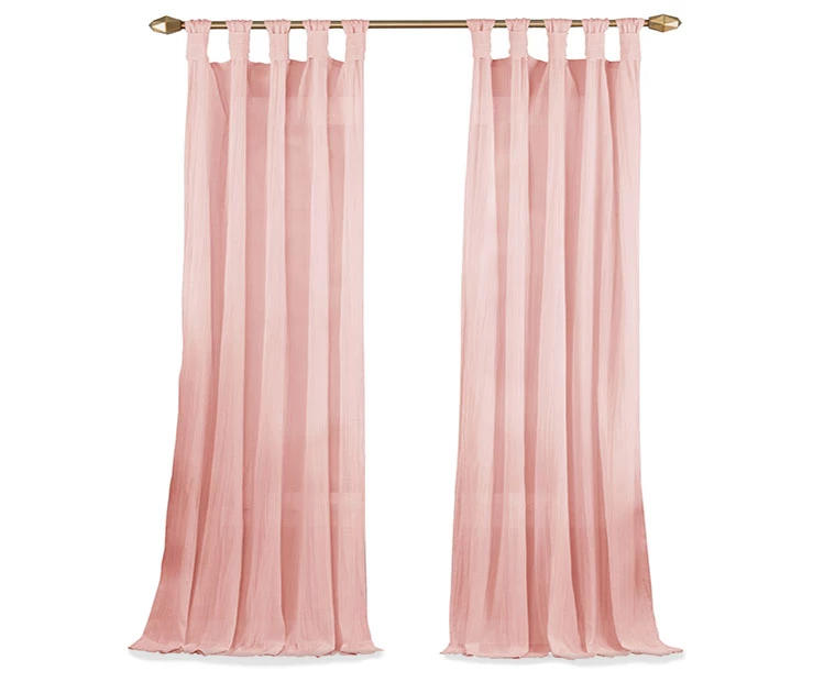 Priya Pink Semi-Sheer Tab Top Curtain Panel, (95") 4 Priya Pink Semi-Sheer Tab Top Curtain Panel, (95") - Image 4