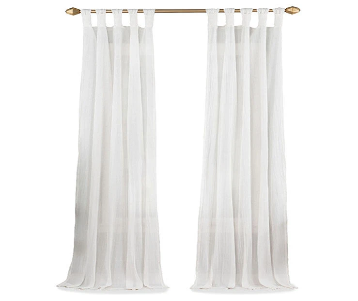 Priya White Semi-Sheer Tab Top Curtain Panel, (84") 4 Priya White Semi-Sheer Tab Top Curtain Panel, (84") - Image 4
