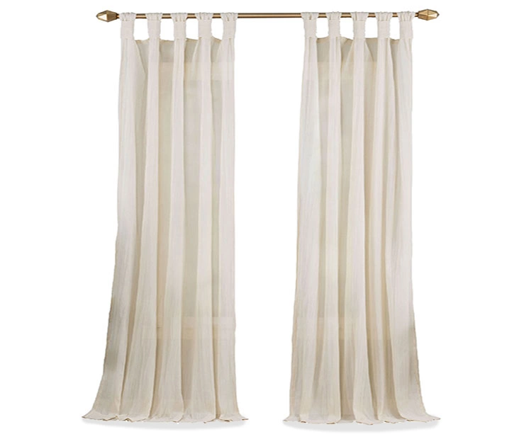 Priya Natural Semi-Sheer Tab Top Curtain Panel, (84") 4 Priya Natural Semi-Sheer Tab Top Curtain Panel, (84") - Image 4
