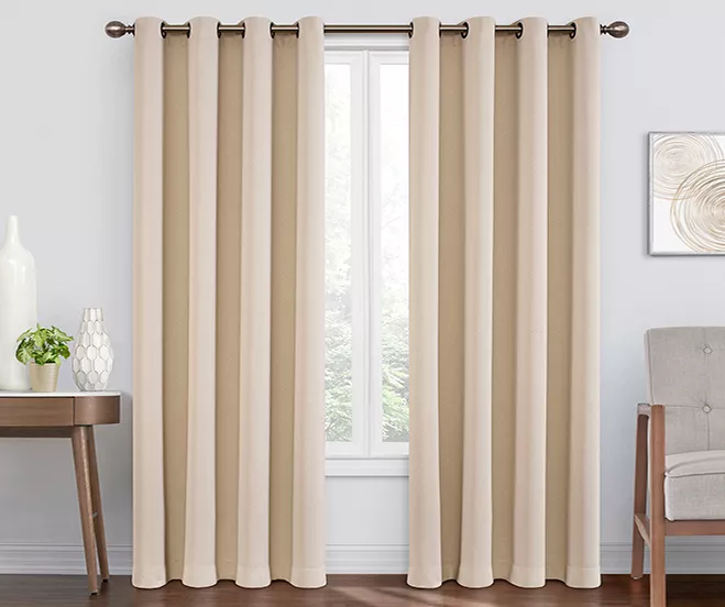 Round & Round Ecru Blackout Grommet Curtain Panel, (108") 1 Round & Round Ecru Blackout Grommet Curtain Panel, (108")