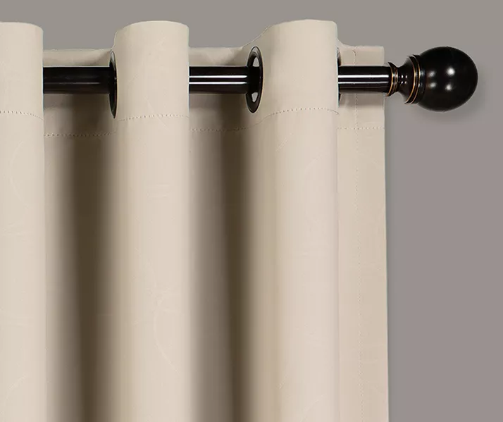 Round & Round Ecru Blackout Grommet Curtain Panel, (108") 2 Round & Round Ecru Blackout Grommet Curtain Panel, (108") - Image 2