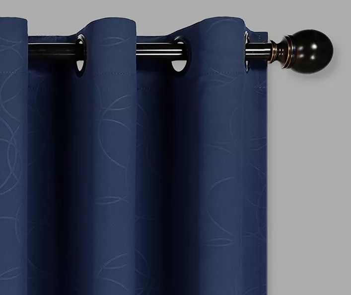 Round & Round Navy Blackout Grommet Curtain Panel, (108") 2 Round & Round Navy Blackout Grommet Curtain Panel, (108") - Image 2