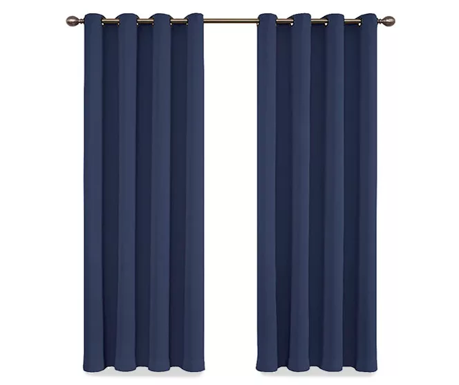 Round & Round Navy Blackout Grommet Curtain Panel, (108") 4 Round & Round Navy Blackout Grommet Curtain Panel, (108") - Image 4