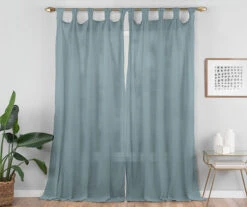 Priya Blue Semi-Sheer Tab Top Curtain Panel, (95") 10 Priya Blue Semi-Sheer Tab Top Curtain Panel, (95") -Cuisinart Store 810474121 5