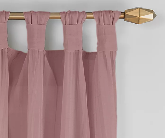 Priya Dark Rose Semi-Sheer Tab Top Curtain Panel, (95") 2 Priya Dark Rose Semi-Sheer Tab Top Curtain Panel, (95") - Image 2