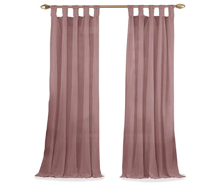 Priya Dark Rose Semi-Sheer Tab Top Curtain Panel, (95") 4 Priya Dark Rose Semi-Sheer Tab Top Curtain Panel, (95") - Image 4