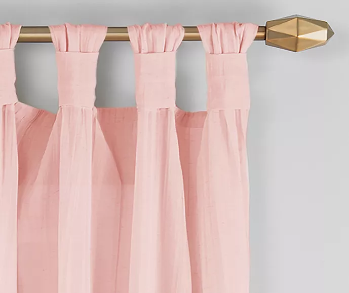 Priya Pink Semi-Sheer Tab Top Curtain Panel, (84") 2 Priya Pink Semi-Sheer Tab Top Curtain Panel, (84") - Image 2