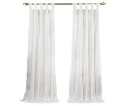 Priya White Semi-Sheer Tab Top Curtain Panel, (95") -Cuisinart Store 810474128 4