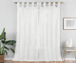 Priya White Semi-Sheer Tab Top Curtain Panel, (95") -Cuisinart Store 810474128 5