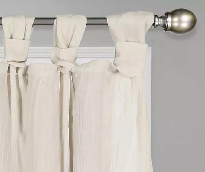 Priya Natural Semi-Sheer Tab Top Curtain Panel, (63") 2 Priya Natural Semi-Sheer Tab Top Curtain Panel, (63") - Image 2