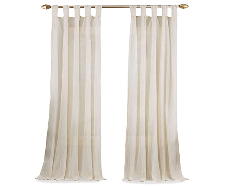 Priya Natural Semi-Sheer Tab Top Curtain Panel, (63") 4 Priya Natural Semi-Sheer Tab Top Curtain Panel, (63") - Image 4