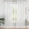 Priya White Semi-Sheer Tab Top Curtain Panel, (63")