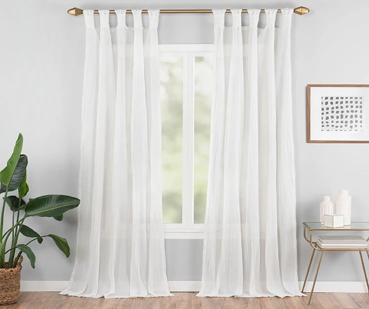 Priya White Semi-Sheer Tab Top Curtain Panel, (63") 1 Priya White Semi-Sheer Tab Top Curtain Panel, (63")