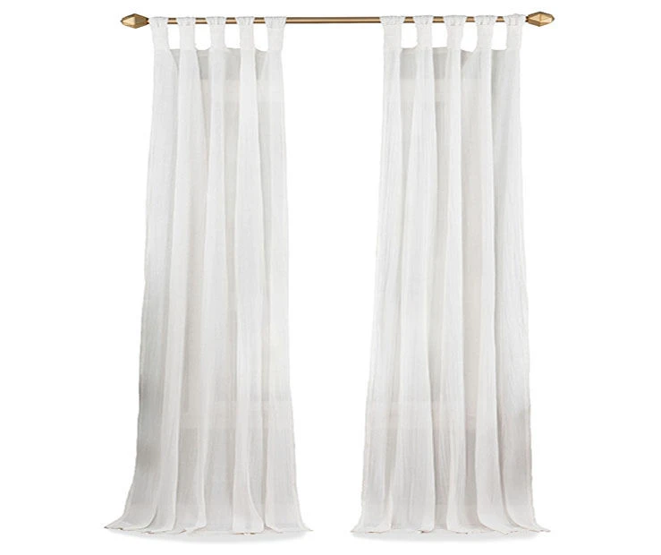 Priya White Semi-Sheer Tab Top Curtain Panel, (63") 4 Priya White Semi-Sheer Tab Top Curtain Panel, (63") - Image 4
