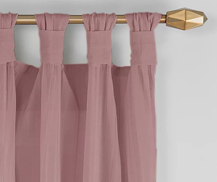 Priya Dark Rose Semi-Sheer Tab Top Curtain Panel, (63") 2 Priya Dark Rose Semi-Sheer Tab Top Curtain Panel, (63") - Image 2