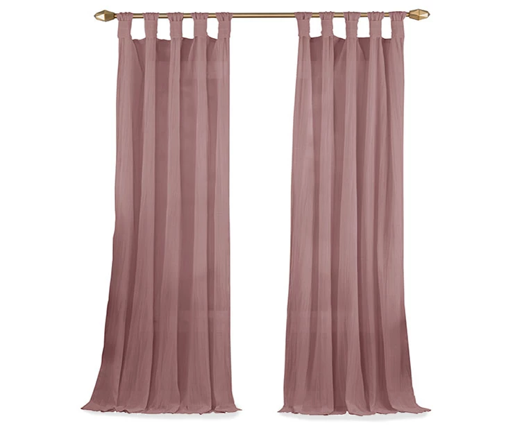 Priya Dark Rose Semi-Sheer Tab Top Curtain Panel, (63") 4 Priya Dark Rose Semi-Sheer Tab Top Curtain Panel, (63") - Image 4