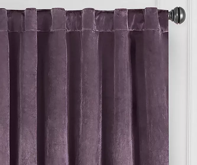 Harper Plum Velvet Blackout Rod Pocket Curtain Panel, (95") 2 Harper Plum Velvet Blackout Rod Pocket Curtain Panel, (95") - Image 2