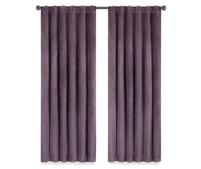 Harper Plum Velvet Blackout Rod Pocket Curtain Panel, (95") 4 Harper Plum Velvet Blackout Rod Pocket Curtain Panel, (95") - Image 4