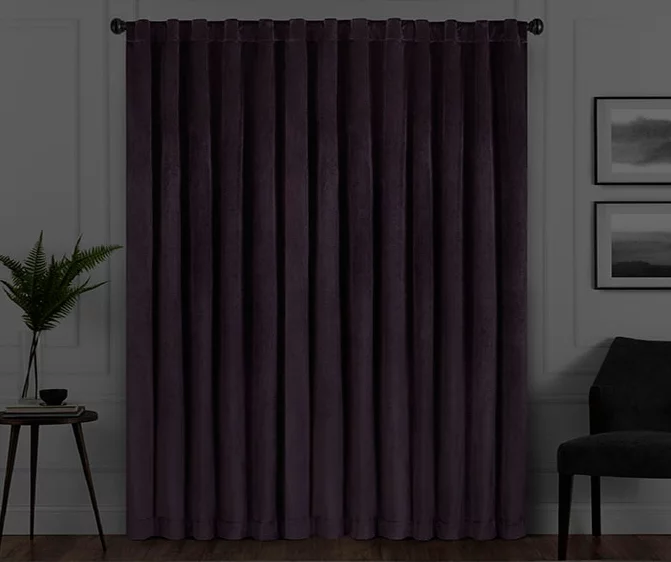 Harper Plum Velvet Blackout Rod Pocket Curtain Panel, (95") 6 Harper Plum Velvet Blackout Rod Pocket Curtain Panel, (95") - Image 6