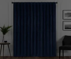 Harper Navy Velvet Blackout Rod Pocket Curtain Panel, (95") -Cuisinart Store 810474869 6