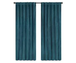 Harper Teal Velvet Blackout Rod Pocket Curtain Panel, (108") -Cuisinart Store 810474920 4