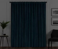 Harper Teal Velvet Blackout Rod Pocket Curtain Panel, (108") -Cuisinart Store 810474920 6