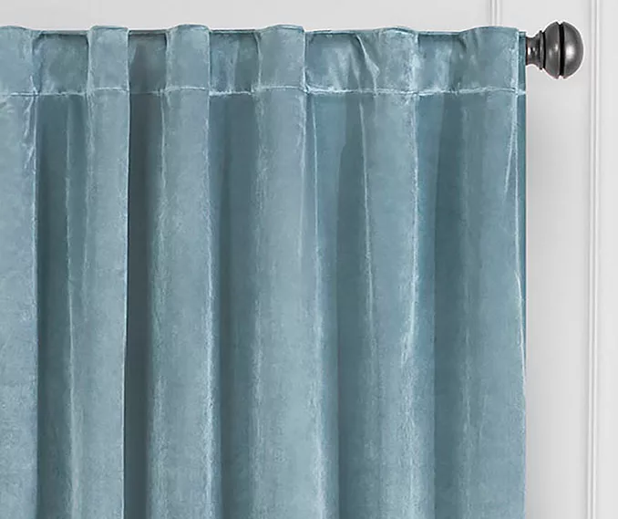 Harper Blue Velvet Blackout Rod Pocket Curtain Panel, (108") 2 Harper Blue Velvet Blackout Rod Pocket Curtain Panel, (108") - Image 2