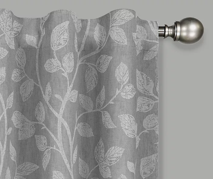 Nora Botanical Gray Blackout Rod Pocket Curtain Panel, (84") 2 Nora Botanical Gray Blackout Rod Pocket Curtain Panel, (84") - Image 2