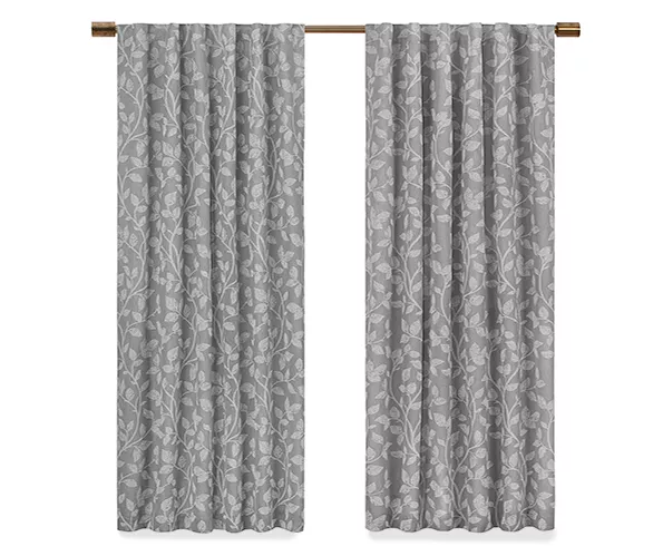 Nora Botanical Gray Blackout Rod Pocket Curtain Panel, (84") 4 Nora Botanical Gray Blackout Rod Pocket Curtain Panel, (84") - Image 4