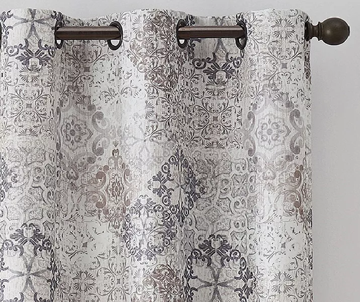 Martina Medallion Taupe Blackout Grommet Curtain Panel, (84") 2 Martina Medallion Taupe Blackout Grommet Curtain Panel, (84") - Image 2