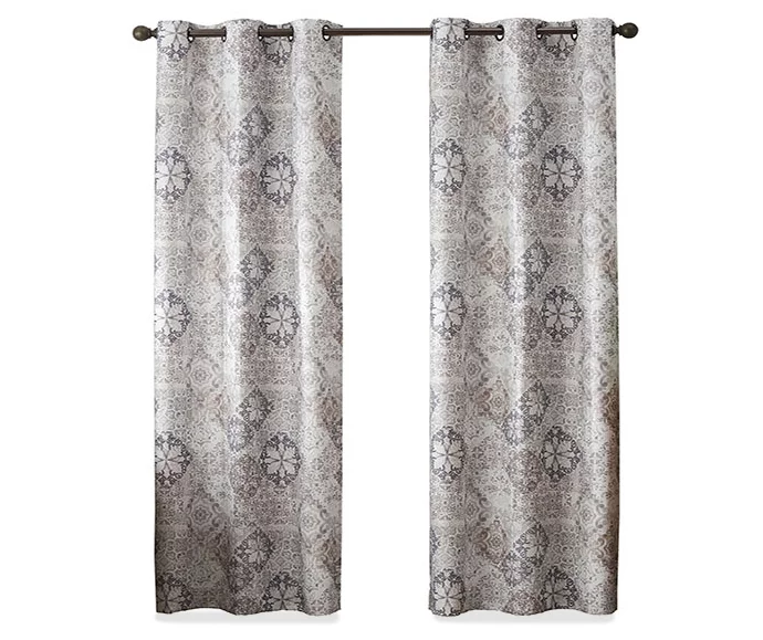 Martina Medallion Taupe Blackout Grommet Curtain Panel, (84") 4 Martina Medallion Taupe Blackout Grommet Curtain Panel, (84") - Image 4
