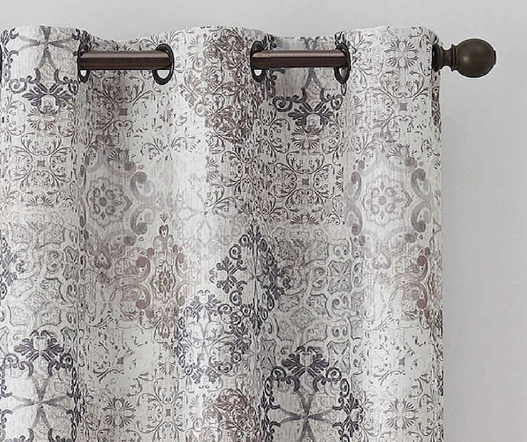 Martina Medallion Taupe Blackout Grommet Curtain Panel, (63") 2 Martina Medallion Taupe Blackout Grommet Curtain Panel, (63") - Image 2