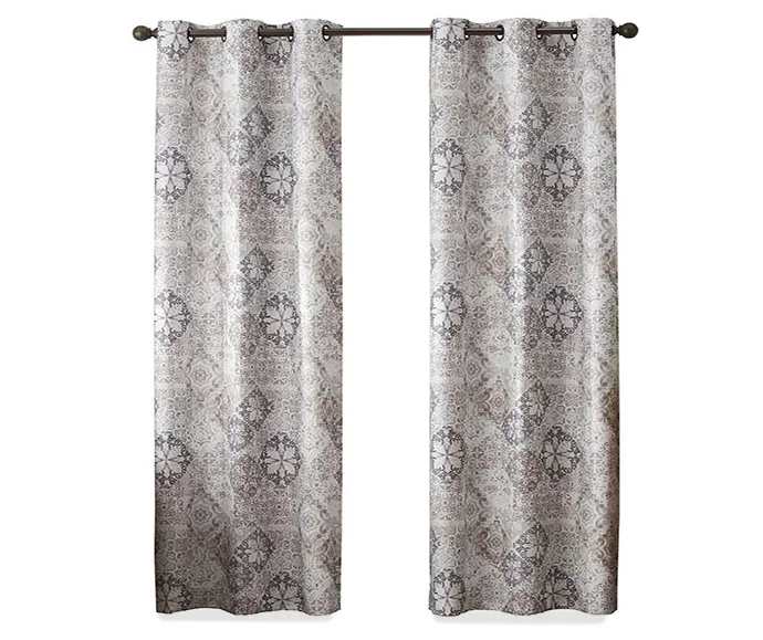 Martina Medallion Taupe Blackout Grommet Curtain Panel, (63") 4 Martina Medallion Taupe Blackout Grommet Curtain Panel, (63") - Image 4