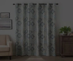 Martina Medallion Blue Blackout Grommet Curtain Panel, (63") 14 Martina Medallion Blue Blackout Grommet Curtain Panel, (63") -Cuisinart Store 810474967 6 1