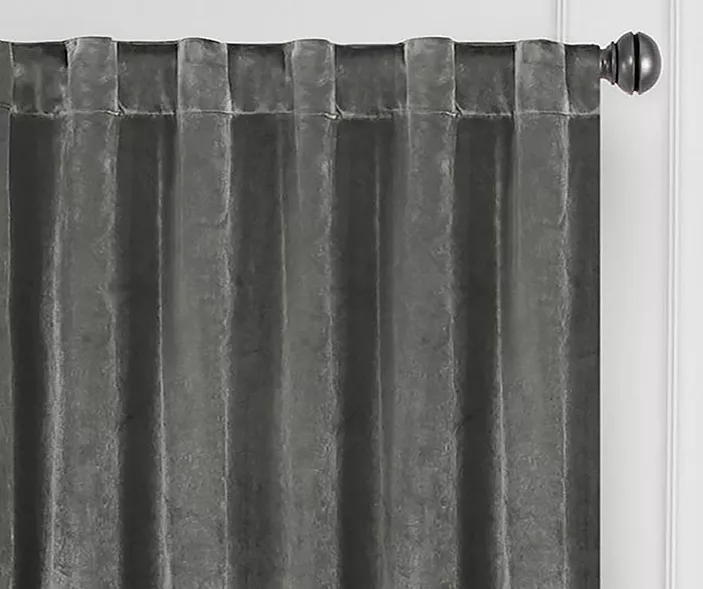 Harper Charcoal Velvet Blackout Rod Pocket Curtain Panel, (63") 2 Harper Charcoal Velvet Blackout Rod Pocket Curtain Panel, (63") - Image 2