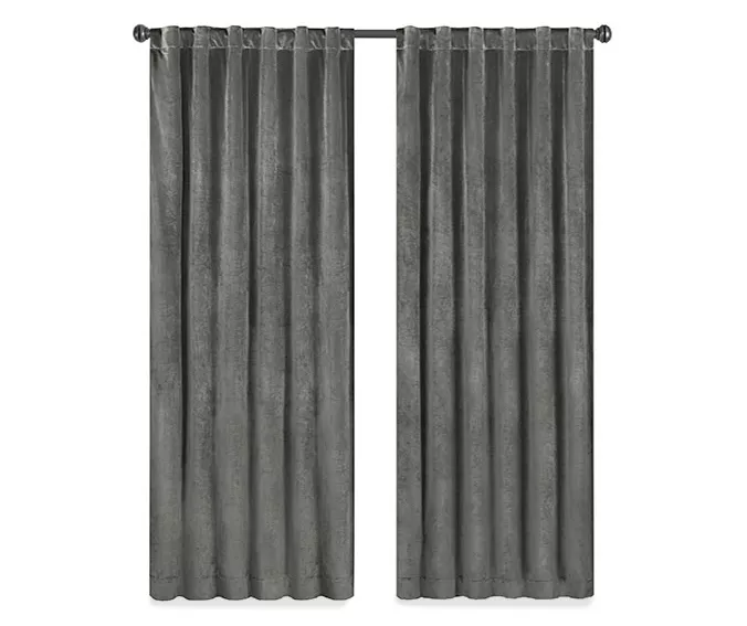 Harper Charcoal Velvet Blackout Rod Pocket Curtain Panel, (63") 4 Harper Charcoal Velvet Blackout Rod Pocket Curtain Panel, (63") - Image 4