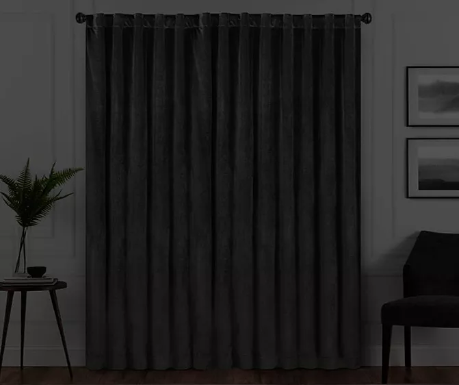 Harper Charcoal Velvet Blackout Rod Pocket Curtain Panel, (63") 6 Harper Charcoal Velvet Blackout Rod Pocket Curtain Panel, (63") - Image 6