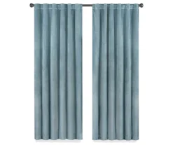 Harper Blue Velvet Blackout Rod Pocket Curtain Panel, (63") -Cuisinart Store 810474984 4