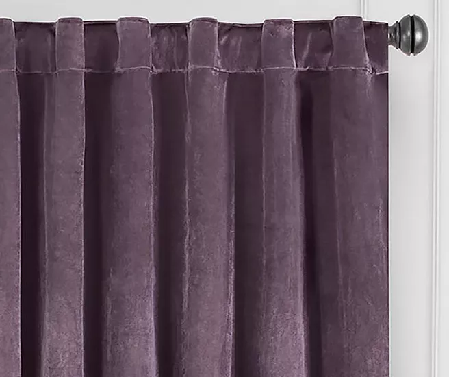 Harper Plum Velvet Blackout Rod Pocket Curtain Panel, (84") 2 Harper Plum Velvet Blackout Rod Pocket Curtain Panel, (84") - Image 2