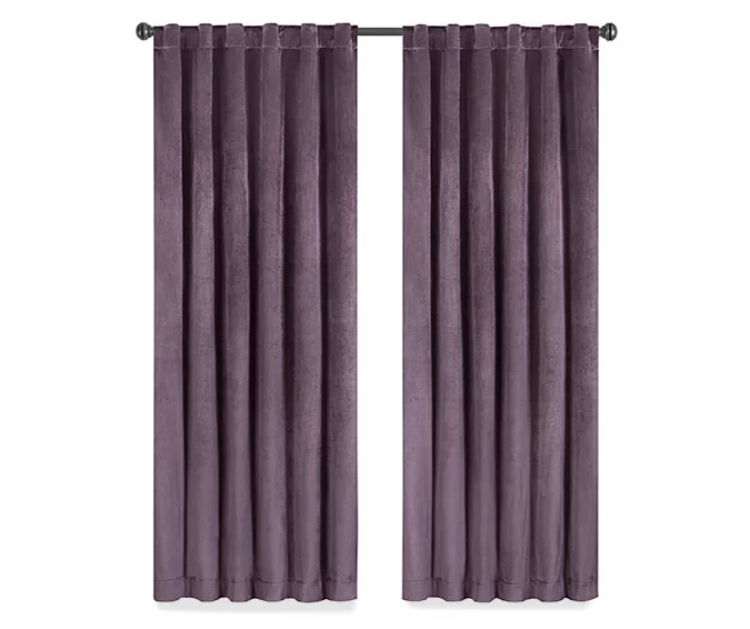 Harper Plum Velvet Blackout Rod Pocket Curtain Panel, (84") 4 Harper Plum Velvet Blackout Rod Pocket Curtain Panel, (84") - Image 4