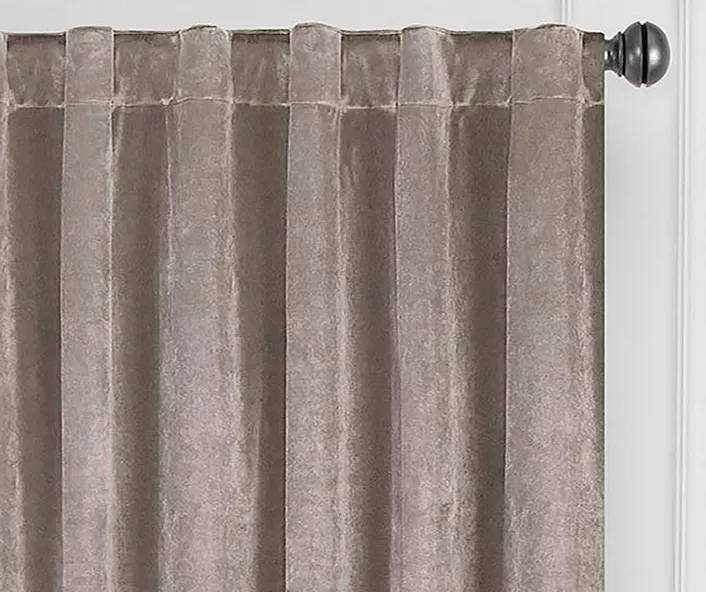 Harper Mushroom Velvet Blackout Rod Pocket Curtain Panel, (84") 2 Harper Mushroom Velvet Blackout Rod Pocket Curtain Panel, (84") - Image 2