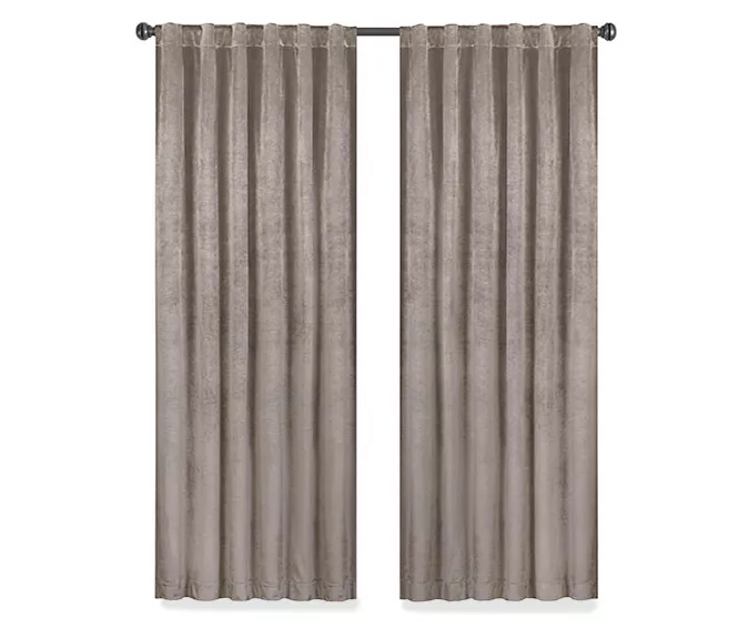 Harper Mushroom Velvet Blackout Rod Pocket Curtain Panel, (84") 4 Harper Mushroom Velvet Blackout Rod Pocket Curtain Panel, (84") - Image 4