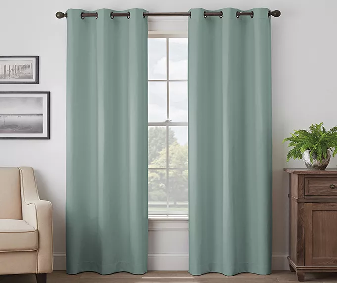 Martina Blue Blackout Grommet Curtain Panel, (108") 1 Martina Blue Blackout Grommet Curtain Panel, (108")