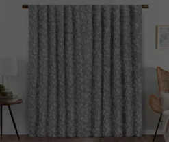 Nora Botanical Gray Blackout Rod Pocket Curtain Panel, (63") -Cuisinart Store 810475043 6