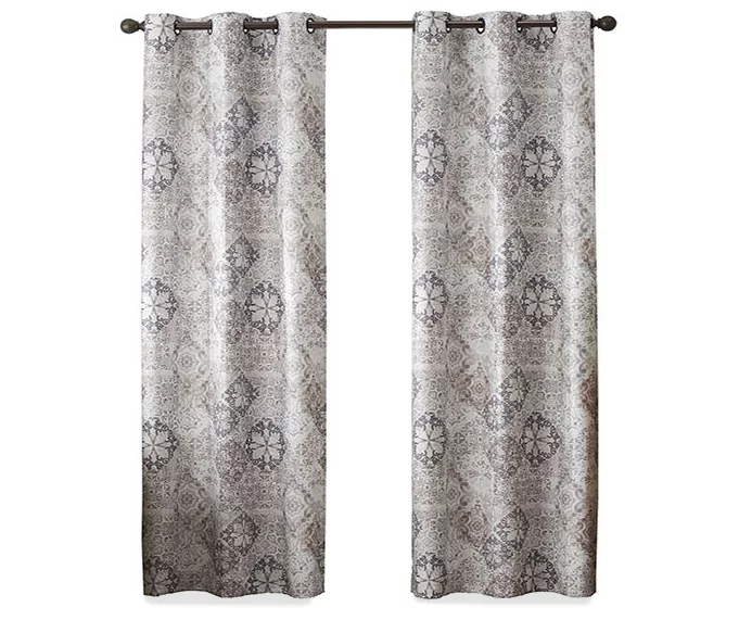 Martina Medallion Taupe Blackout Grommet Curtain Panel, (95") 4 Martina Medallion Taupe Blackout Grommet Curtain Panel, (95") - Image 4