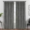 Harper Charcoal Velvet Blackout Rod Pocket Curtain Panel, (95")