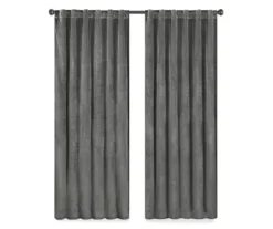 Harper Charcoal Velvet Blackout Rod Pocket Curtain Panel, (95") -Cuisinart Store 810475062 4